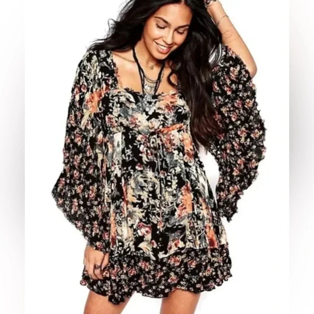 Free People Heart of Gold Boho Flowy Dress Large